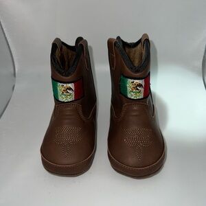 Ariat Kids Brown Western Boots with Mexican Flag Patch